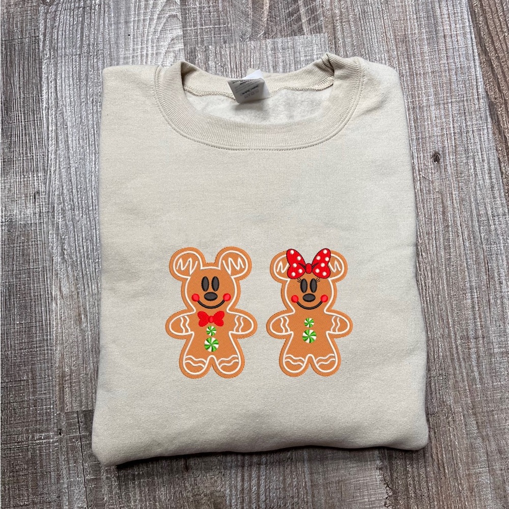 - Disney Mickey Mouse gingerbread embroidered crewneck sweatshirt